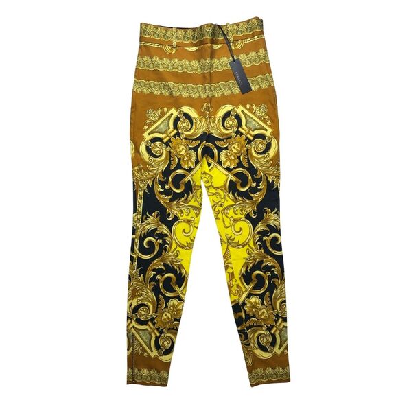 5-85 VERSACE Women's Pants Baroque Yellow Gold Size 46 Large
